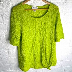 Peck & Peck Neon Green Scrunch Top sz XL